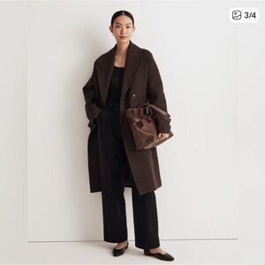 Madewell Gianna Dark Brown Insuluxe Fabric Coat